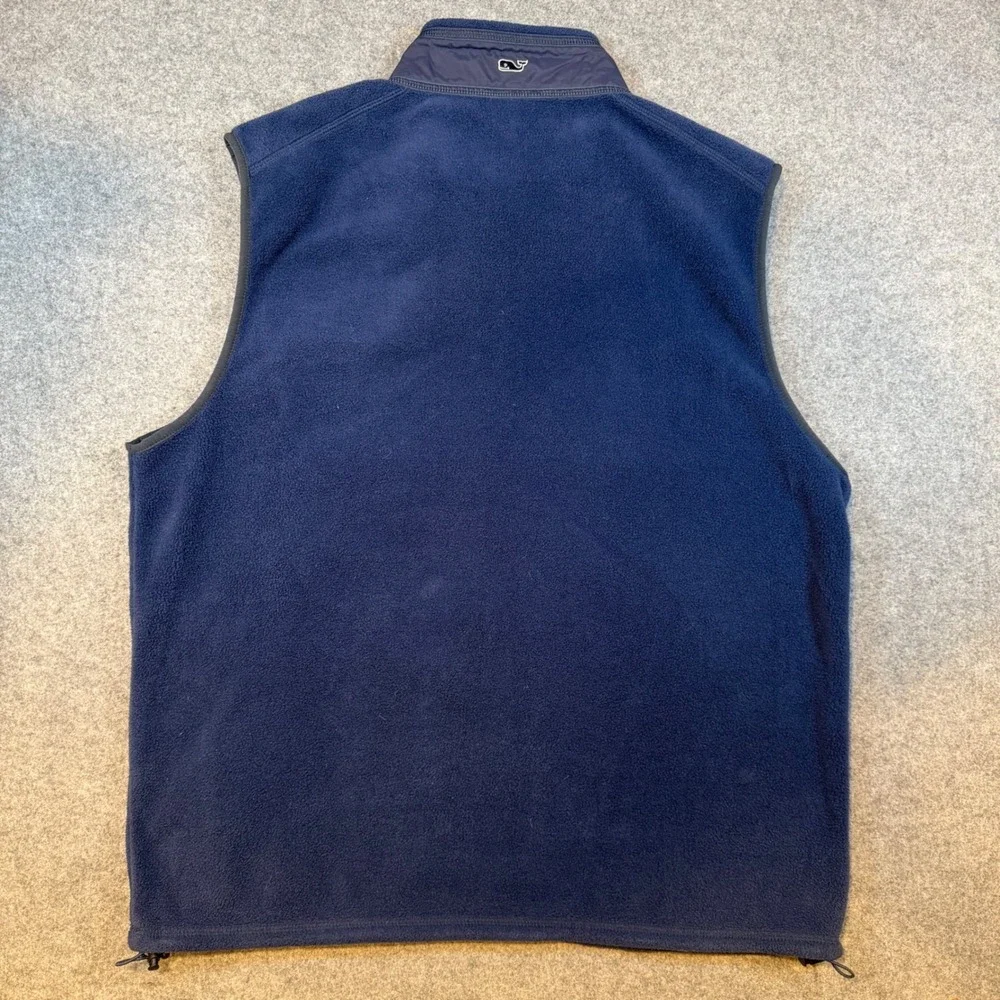 Vineyard Vines Mens XL Navy Blue Fleece Full Zip Vest Whale Logo Gilet